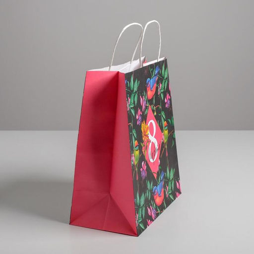 Цена за 3 шт. Пакет подарочный крафт, упаковка, С 8 марта, 28?32?15 см