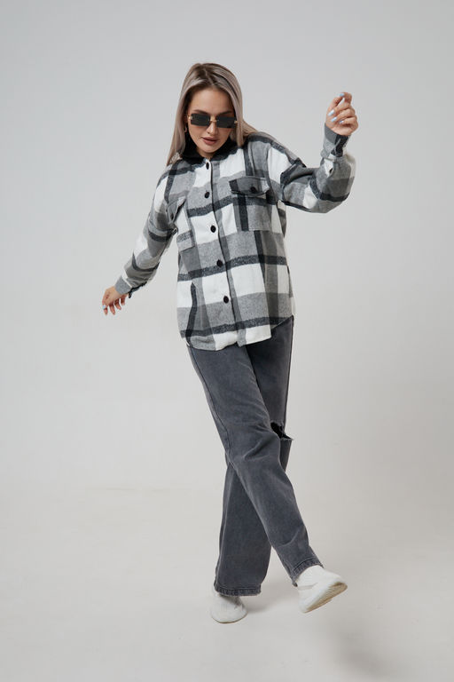 Рубашка женская в клетку с капюшоном РЖКК-01