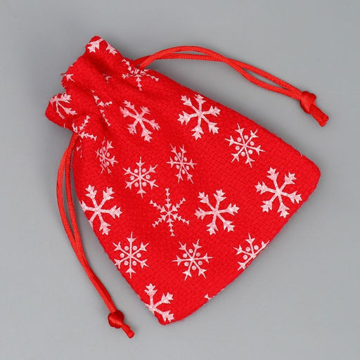 Цена за 5 шт. Мешочек подарочный холща Морозко, снежинки, 10 х 12 см +/- 1.5 см - Дарите счастье фото 4