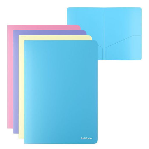 Папка-уголок ErichKrause Diagonal Pastel A4, пластик 180 мкм, ассорти, с 2 карманами