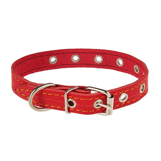 Ошейник кожаный однослойный безразмерный, 45 х 2 см, ОШ 18-39 см, красный - Пижон фото 2