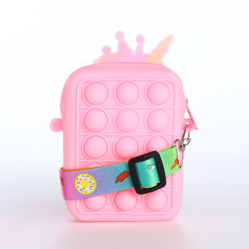 Сумка для девочки, на молнии, «Выбражулька», pop it, 8×2.5×12 см, розовая