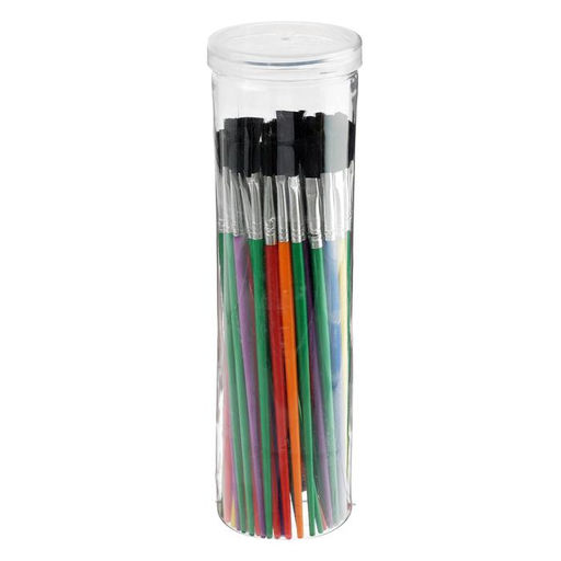 Цена за 72 шт. Кисть для рисования, синтетика, № 2, плоская, с цветной ручкой, международный размер