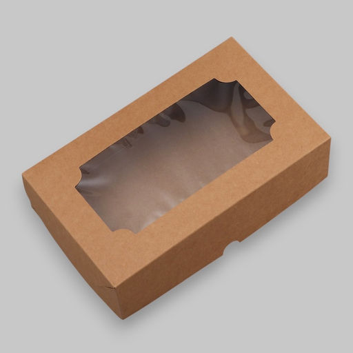 Цена за 3 шт. Коробка складная с окном под зефир, крафт, 25×15×7 см