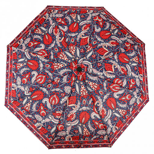Зонт автомат Дива ткань эпонж (полиэстер) с деколью, 8 лучей, д/купола 95см h58см, 3 сложения, 29см в сложенном виде, механизм против ветра, пластмассовая ручка, цвет красно-синий, 321гр (Китай) - Домашняя Мода фото 4
