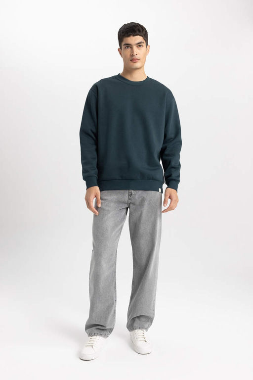 Базовый свитшот Oversize с круглым вырезом - Defacto фото 2