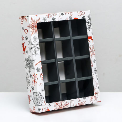 Коробка под 12 конфет новогодняя «Подарки», 19×15×3.5 см