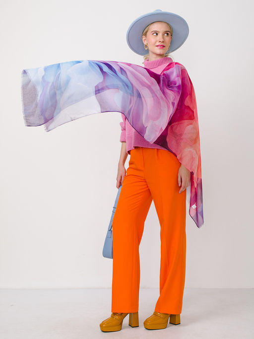 Большой, мягкий, тонкий и очень нежный двусторонний палантин с рисунком в стиле арт-деко - Tantino фото 5