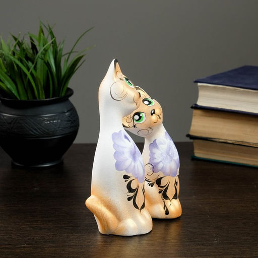 Набор фигурок керамика Love Коты ушастые, 2 шт., в цветочек, 13?6?17 см