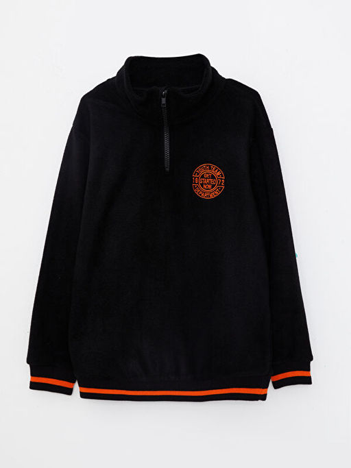 Dik Yaka Nak??l? Uzun Kollu Polar Erkek ?ocuk Sweatshirt