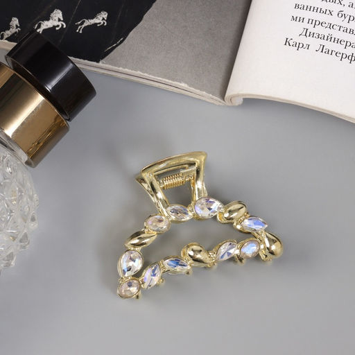 Цена за 6 шт. Крабик для волос «Кэли», дуга, 5 см, золото