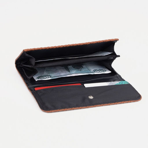 Кошелёк на кнопке, цвет коричневый - Simaland фото 4