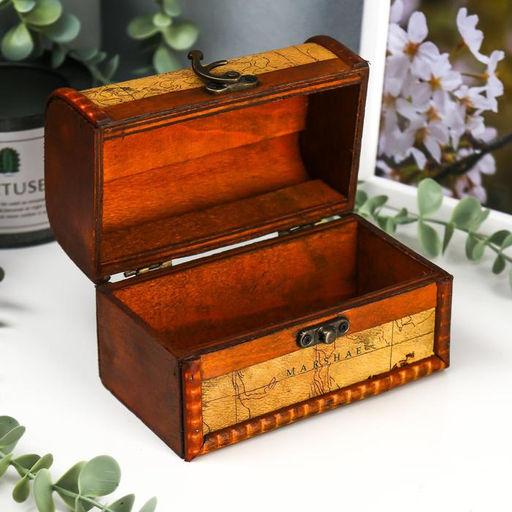 Шкатулка для украшений «Сундук. Карта странника», для мелочи, дерево, 10.5×15×9 см