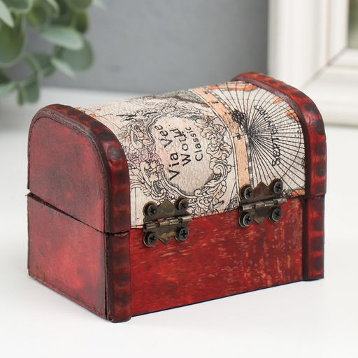 Шкатулка для украшений «Сундук. Карта», для мелочи, дерево, 6×6×9 см
