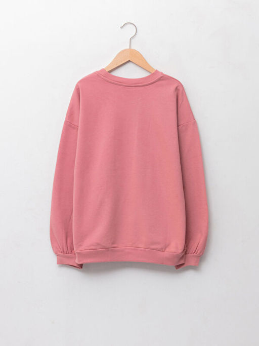 Bisiklet Yaka Bask?l? ?ift Y?nl? Payetli Uzun Kollu K?z ?ocuk Sweatshirt - Waikiki фото 3