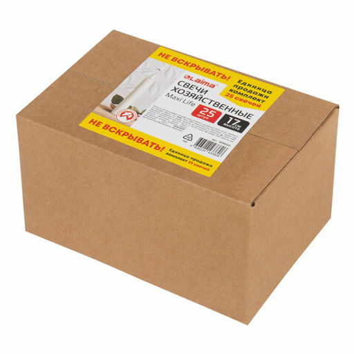 Свечи хозяйственные Maxi Life, до 6 часов, КОМПЛЕКТ 25 шт., H=170 мм, D=21 мм, в коробке, LAIMA