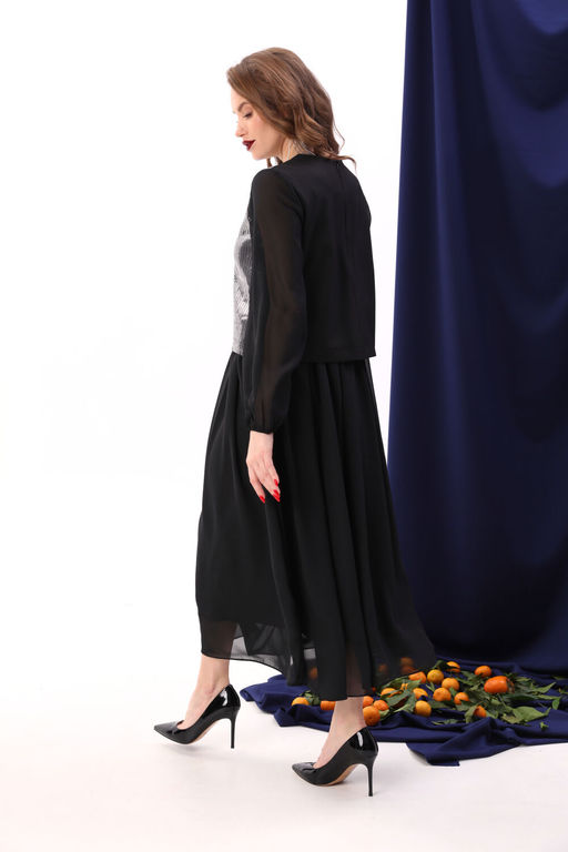 Платье NIKVA н740-8 черный+серебро  фото 4