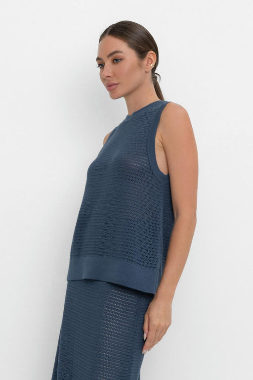 VERY NEAT _ ЕВ 30153/морской синий блуза-топ жен  фото 3