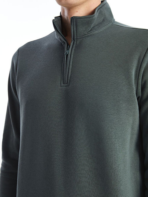 Dik Yaka Uzun Kollu Erkek Kal?n Sweatshirt