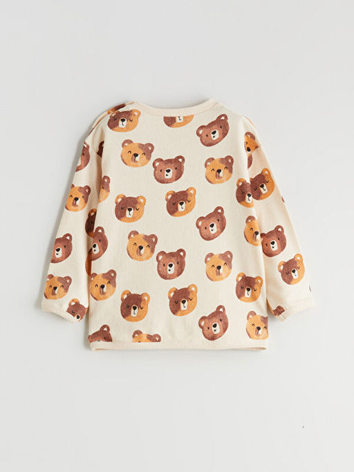 Sevimli Ay? Bask?l? Erkek Bebek Sweatshirt