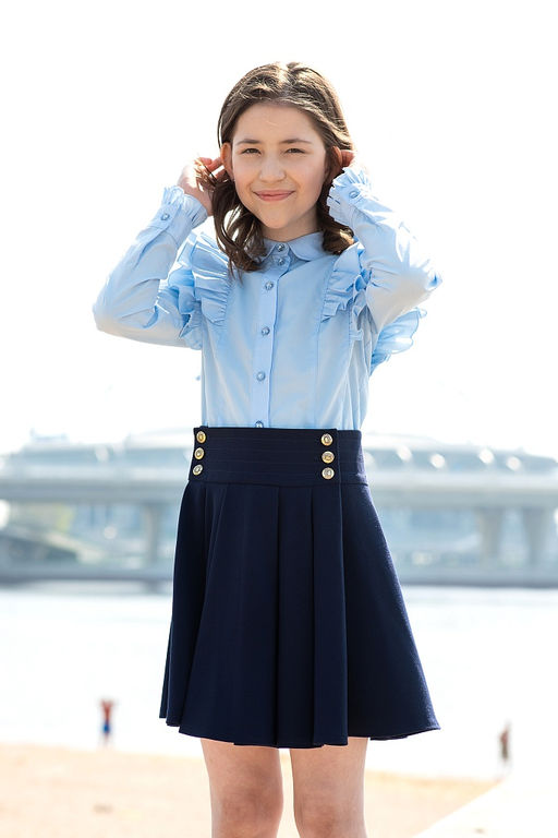 Жёлтая школьная блуза Mooriposh, модель 06114  фото 21