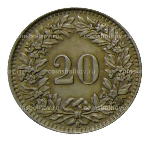 Монета 20 раппенов 1939 года Швейцария