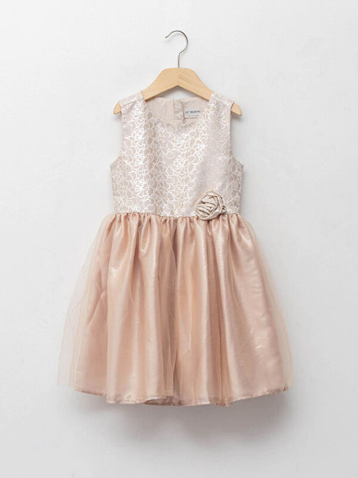 Bisiklet Yaka Desenli K?z ?ocuk Elbise