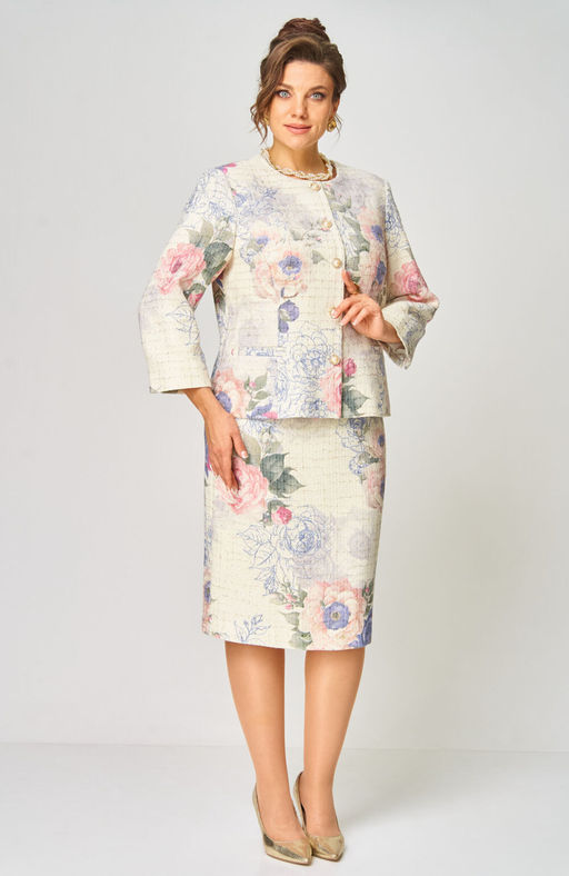 Костюм БелЭльСтиль 861/557 молочный твид фото 3