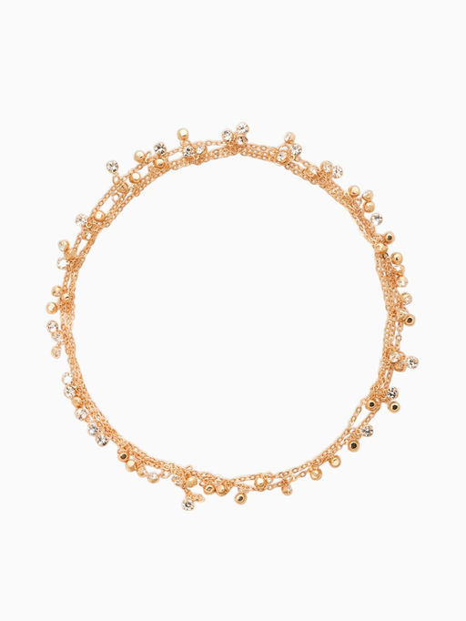 Цепочка со стразами 4 мм. L=100 см, мелкое плетение 2*1,8 мм, цвет золото