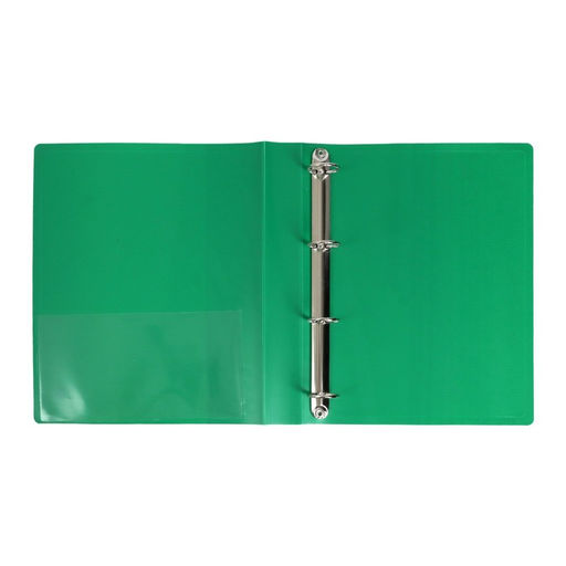 Папка на 4 кольцах А4 Calligrata, 40 мм, 700 мкм, пластик, внутренний карман, карман на корешок, зеленая  фото 4
