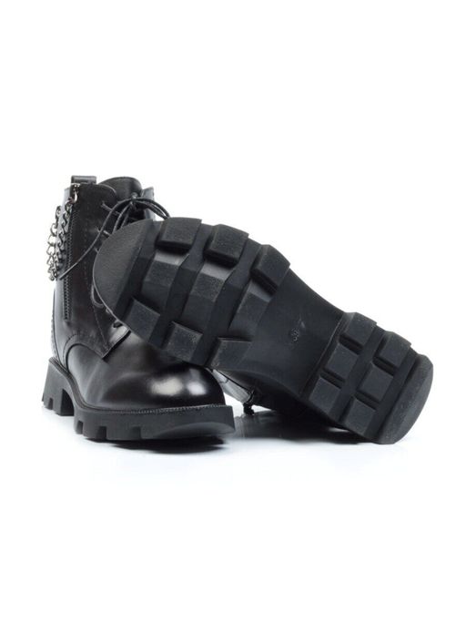 01-CYL94-D1 BLACK Ботинки демисезонные женские (натуральная кожа, байка)