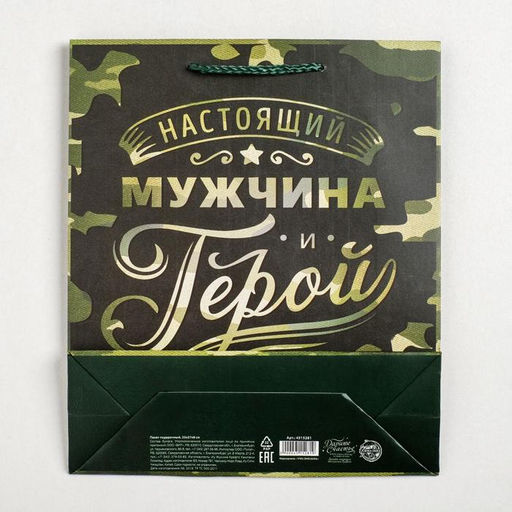 Цена за 2 шт. Пакет подарочный ламинированный, упаковка, «С 23 февраля», ML 23×27×11.5 см