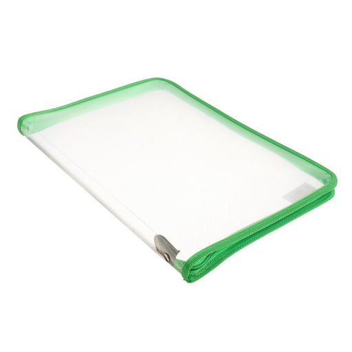 Папка пластиковая А4, 325 х 230 х 25 мм, молния вокруг, Calligrata Офис, ПМ-А4-01, 0.5 мм, прозрачная, Pastel, зелёная  фото 2