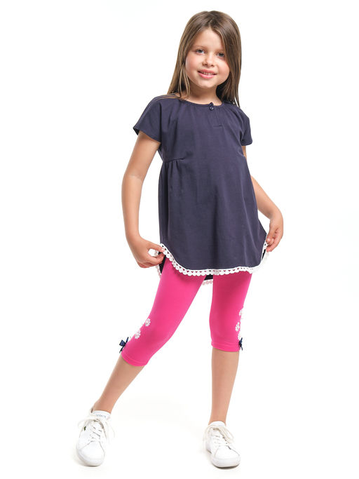 Комплект для девочки детский сад с лосинами UD 1358/4003 т.синий/малиновый - Mini maxi фото 7