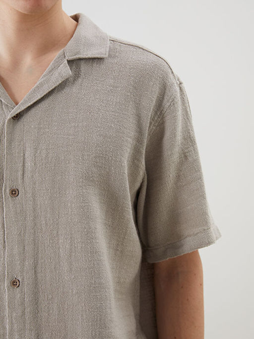 Regular Fit K?sa Kollu Erkek Dokulu G?mlek