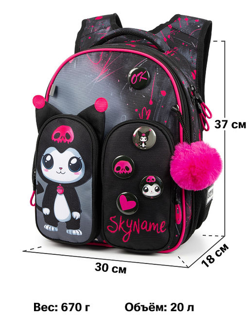 Рюкзак SkyName set-R9-16 + мешок для обуви, папка, пенал, кошелек, бейдж, канц. наб, брелок , значки  фото 7