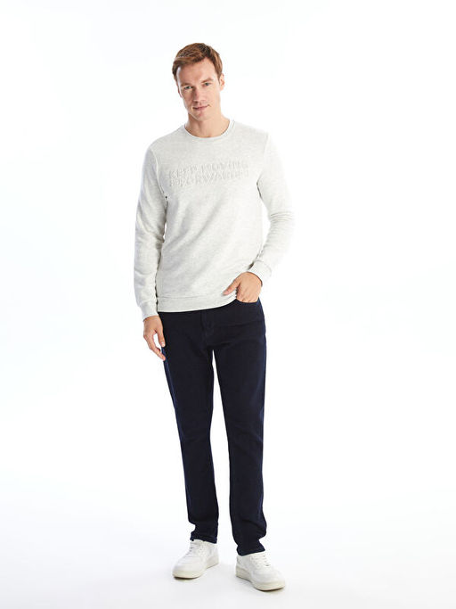 Bisiklet Yaka Uzun Kollu Erkek Kal?n Sweatshirt