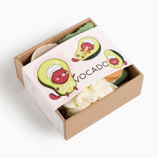 Подарочный набор Этель Avocado, полотенце 30?60 см, мочалка, массажёр  фото 6