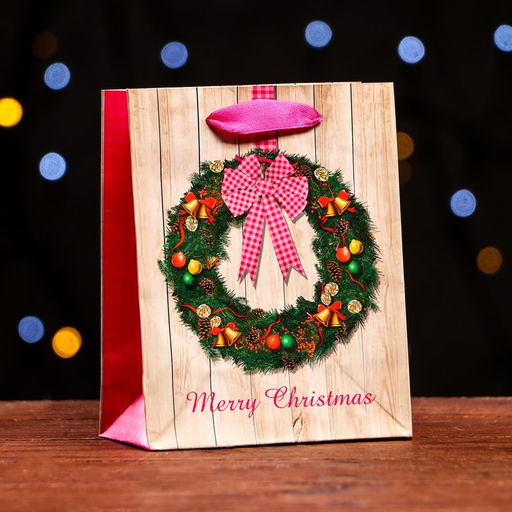 Цена за 12 шт. Пакет ламинированный Новогодний венок 11,5 х 14,5 х 6 см - Simaland фото 5