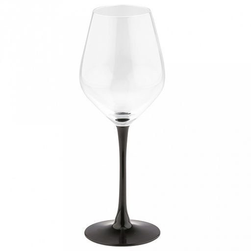 Бокал стеклянный "Черный тюльпан" 420мл, д5,9см, h24см, основание д8см, черная ножка (Китай)