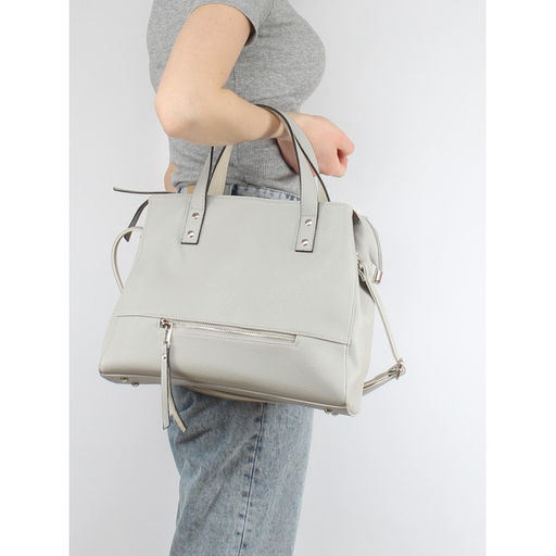 Сумка женская искусственная кожа ADEL-221/ММ, 1 отд+карм/пер, плеч рем, серый св/беж св флотер 259062 - Adelia фото 5