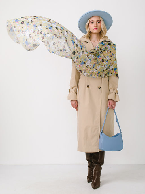 Большой, мягкий, тонкий и очень нежный двусторонний палантин с рисунком в стиле арт-деко - Tantino фото 5