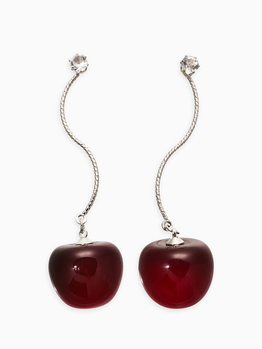 Серьги «Черешня», бордовые в серебре