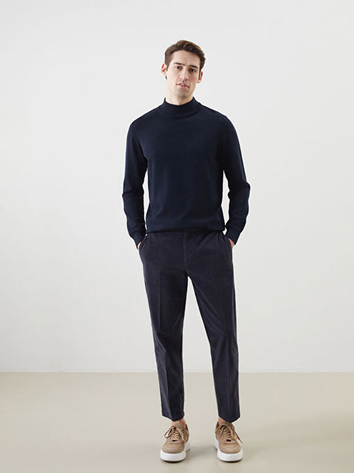 Yar?m Bal?k?? Yaka Uzun Kollu Erkek Triko Kazak