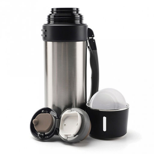 Термос из нержавеющей стали с узкой горловиной 1,8л "Колинз" д11см, h36,8см, горло д6см, полировка матовая, откидной кнопка-клапан для налива, крышка-стаканчик, дополнительная чашка, ручка, ремень, "TalleR" (Китай)