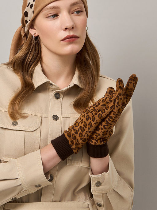 Перчатки жен флис LB-CP-136 rust/brown
