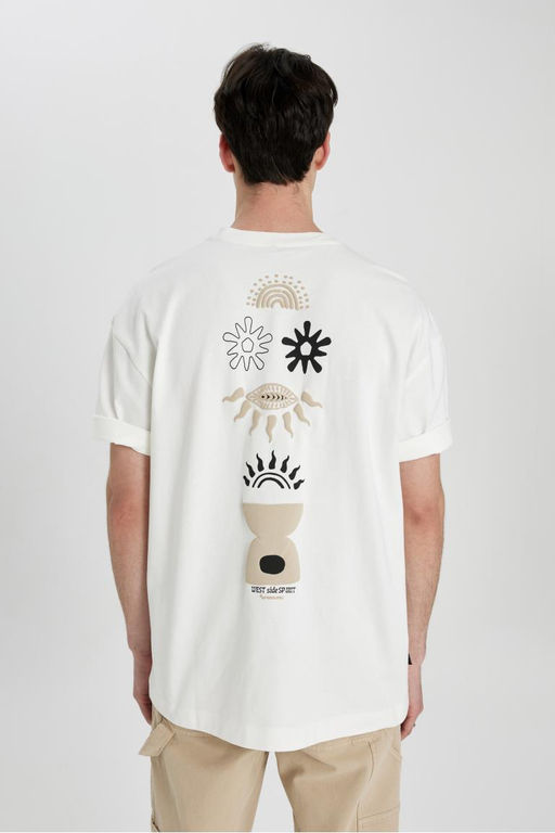 Футболка Oversize с коротким рукавом и круглым вырезом сзади с принтом на спине - Defacto фото 6