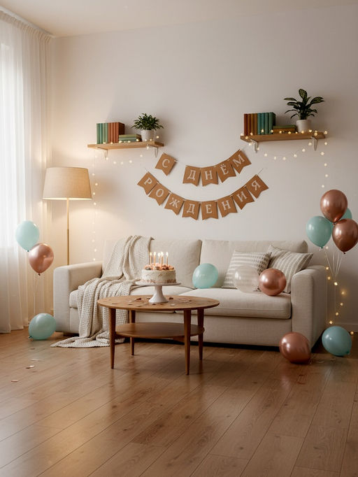 Гирлянда на ленте «С Днем Рождения», крафт