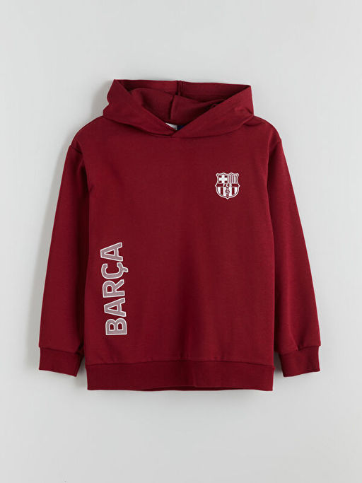 Kap??onlu Barcelona Bask?l? Erkek ?ocuk Sweatshirt