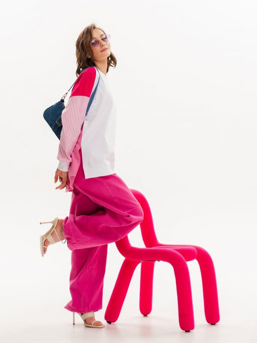 Свитшот с хлопковыми рукавами в полоску 90.2.1 - Sahar art lab фото 9